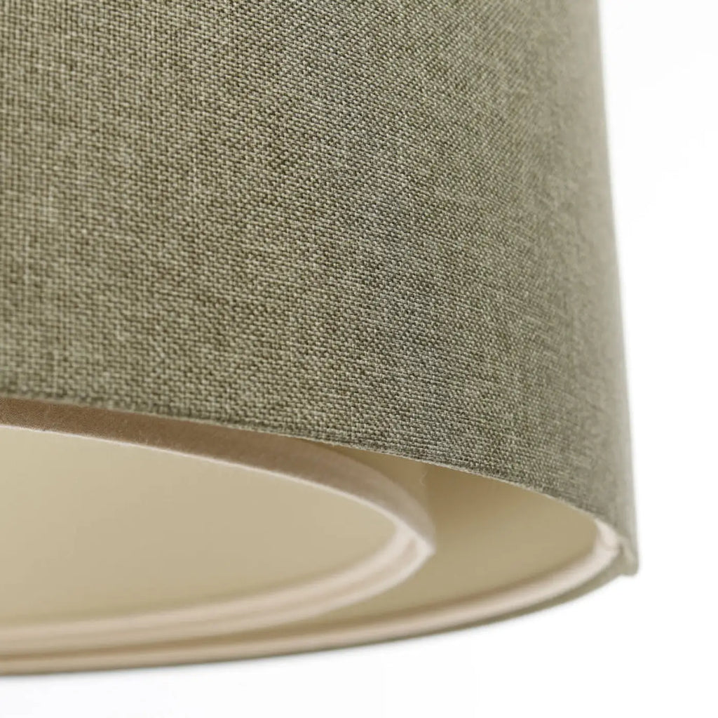 Suspension cylindrique en tissu vert gris et écru, tailles S, M, L