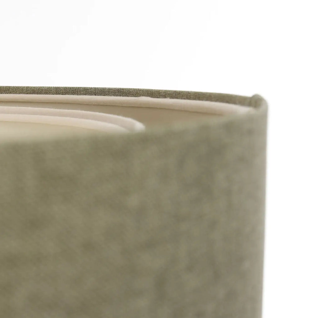 Suspension cylindrique en tissu vert gris et écru, tailles S, M, L