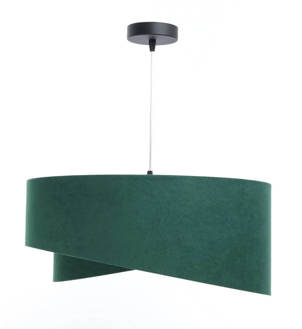 Suspension en tissu vert à abat-jour arrondi