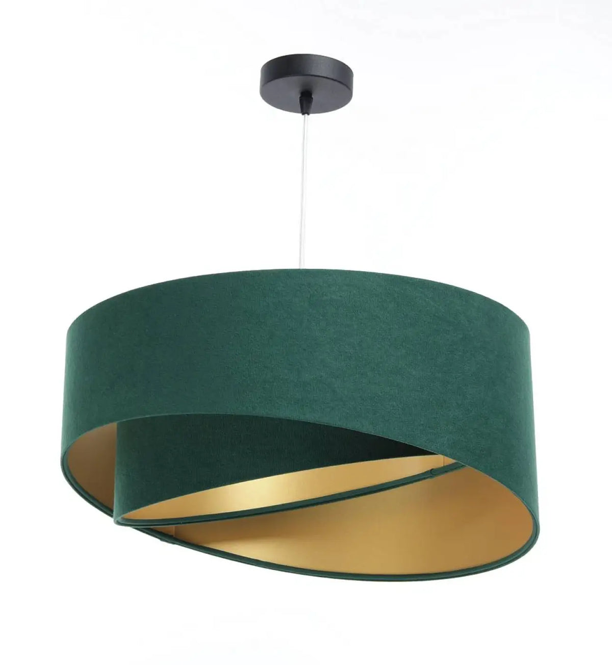 Suspension en tissu vert à abat-jour arrondi