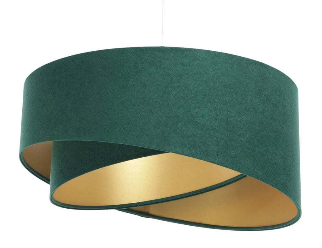 Suspension en tissu vert à abat-jour arrondi