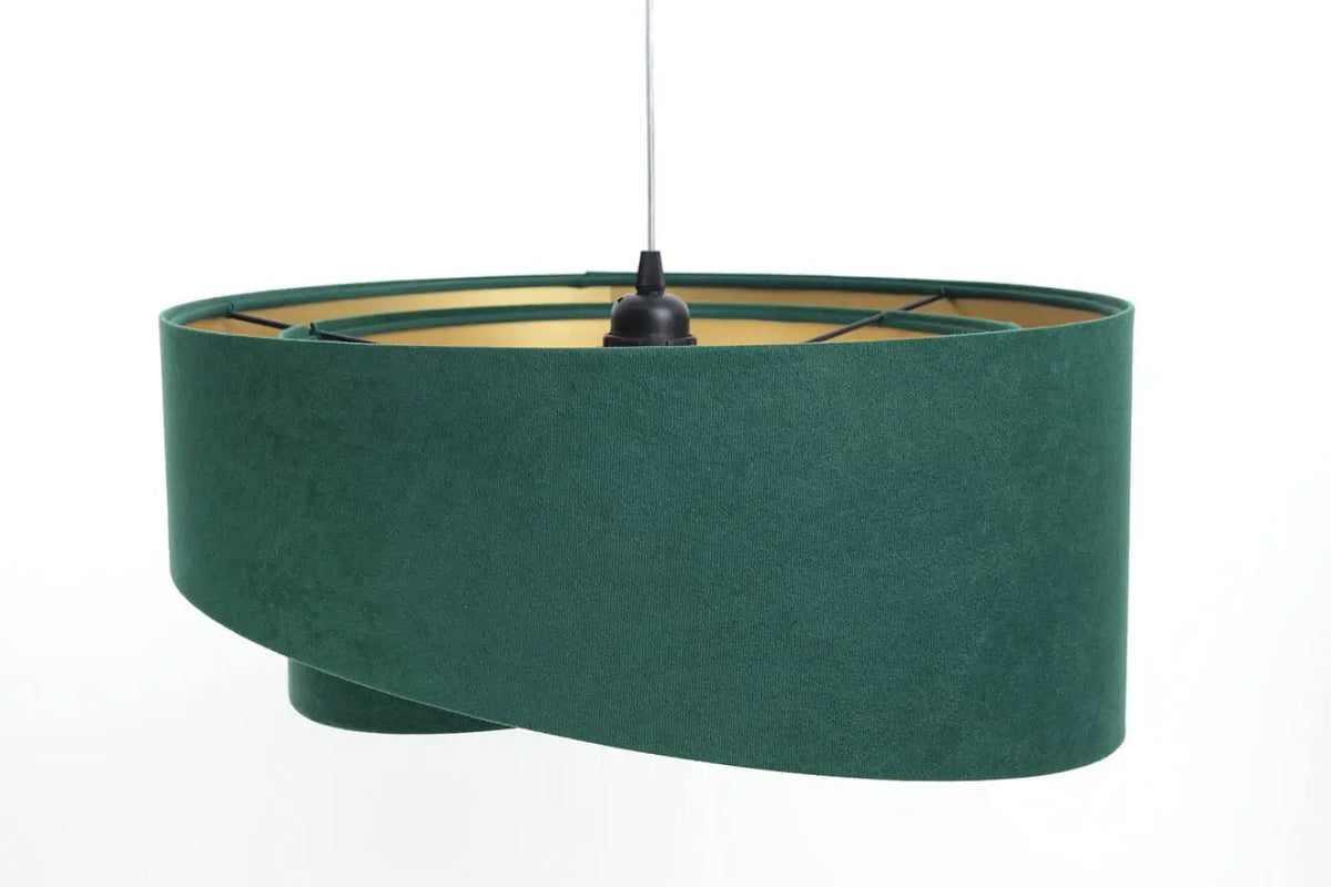 Suspension en tissu vert à abat-jour arrondi