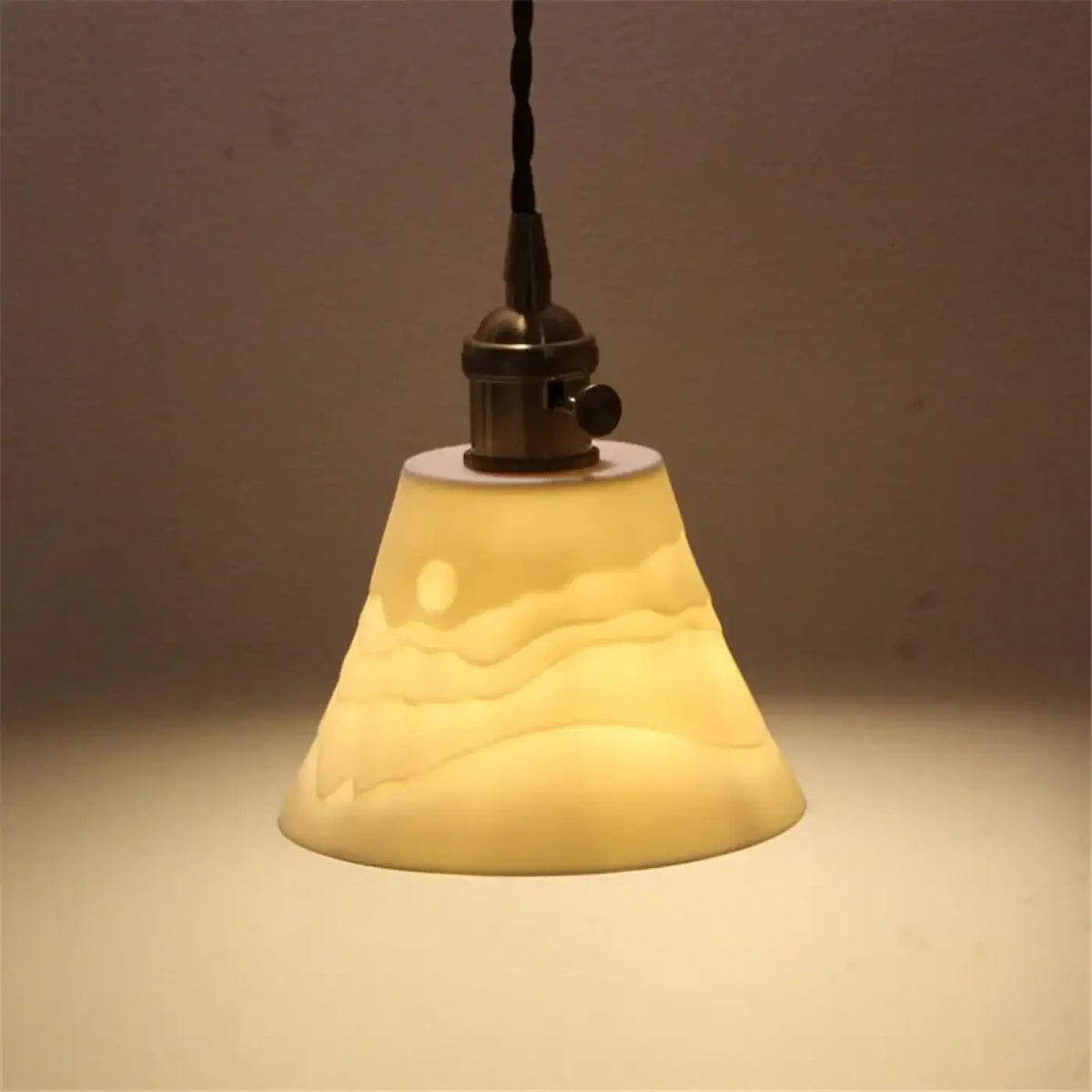 Suspension vintage, abat-jour à motif de cerf
