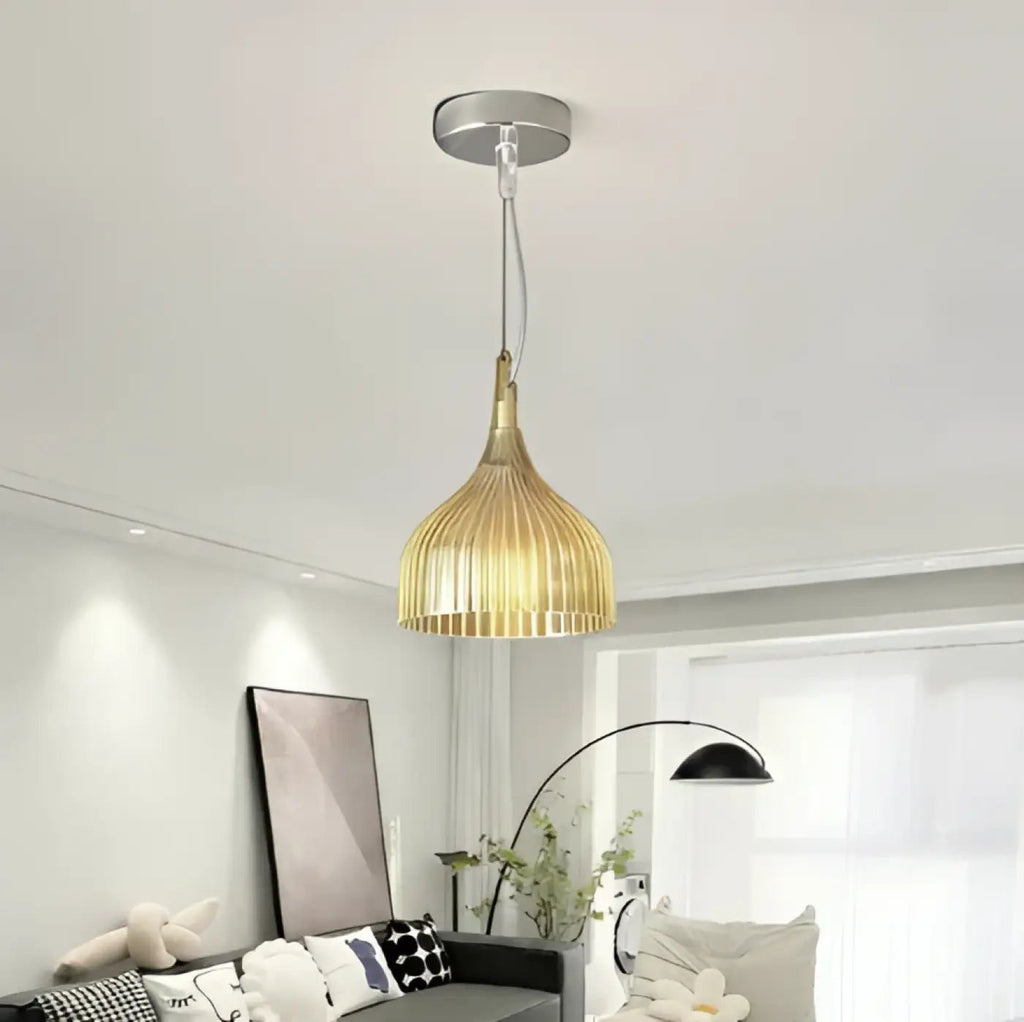 Suspension vintage en verre nervuré, blanc, jaune ou transparent