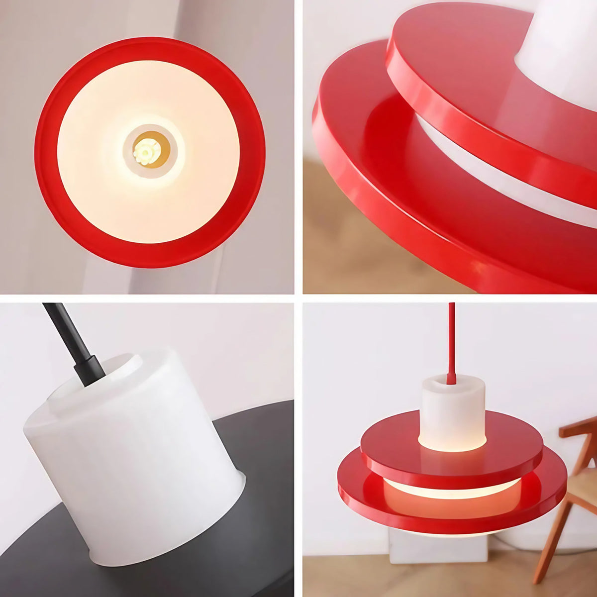 Suspension vintage scandinave, rouge ou noire