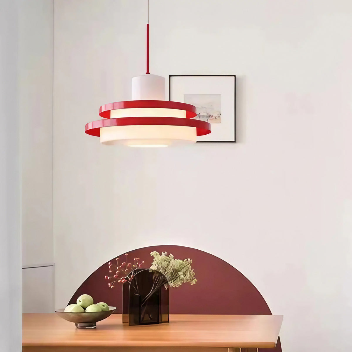 Suspension vintage scandinave, rouge ou noire, rouge