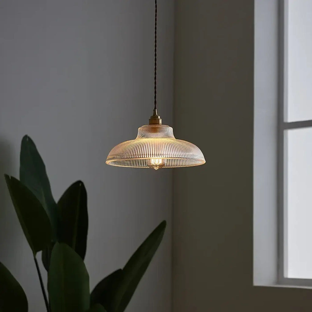 Suspension vintage en verre cannelé transparent, quatre modèles