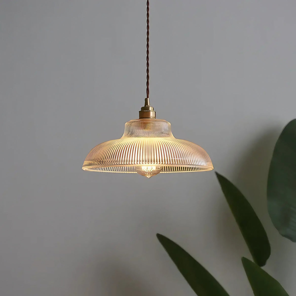 Suspension vintage en verre cannelé transparent, quatre modèles