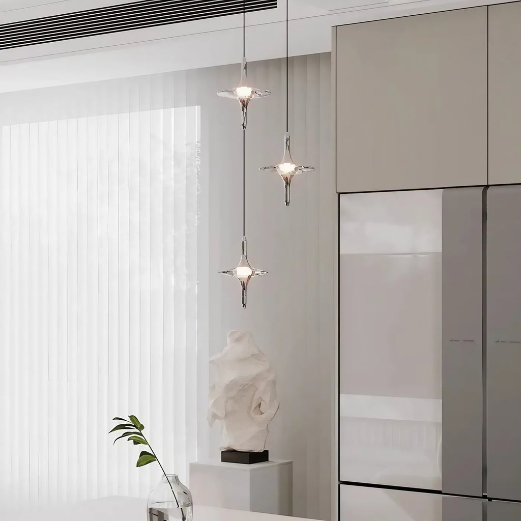 Suspension moderne en cristal, doré, noir ou argenté