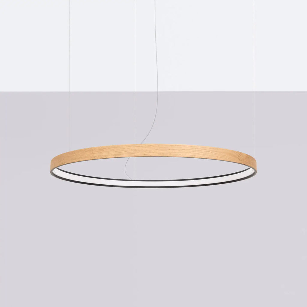 Suspension anneau LED en placage de chêne, 78 cm, 3000 K