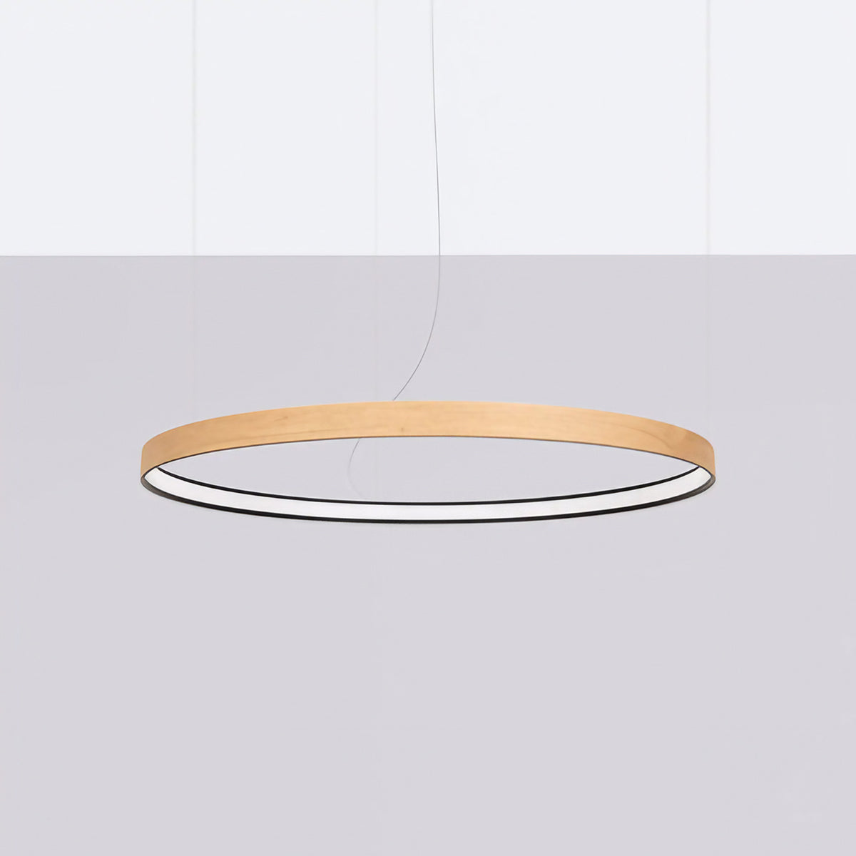 Suspension anneau LED en placage de chêne, 78 cm, 3000 K
