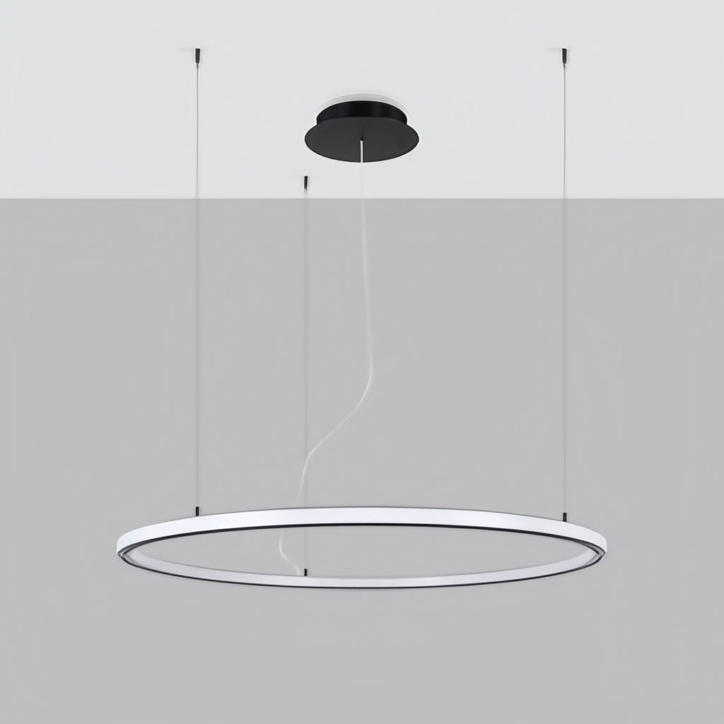 Grande suspension anneau LED noire, 90 ou 120 cm, 3000 K
