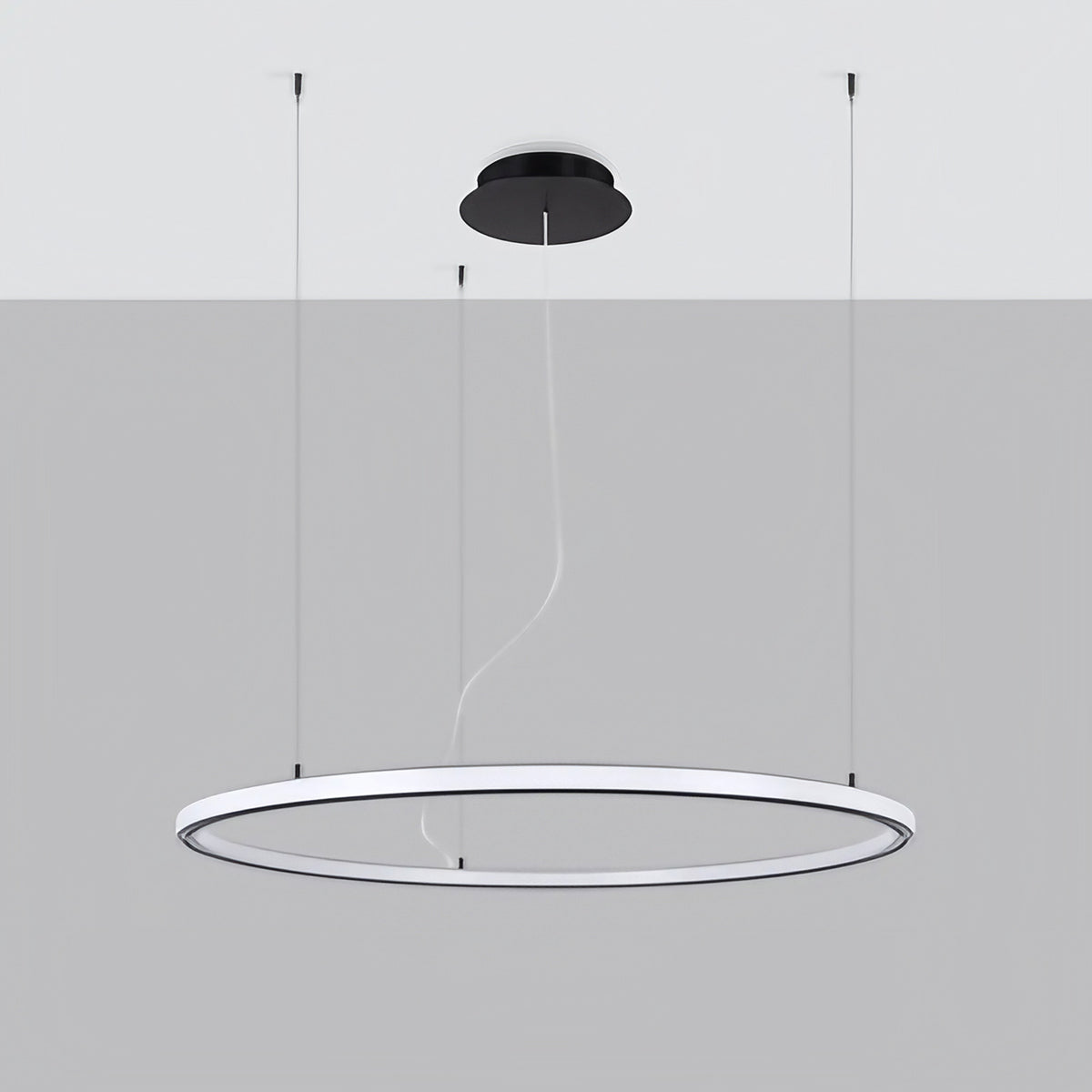 Grande suspension anneau LED noire, 90 ou 120 cm, 3000 K
