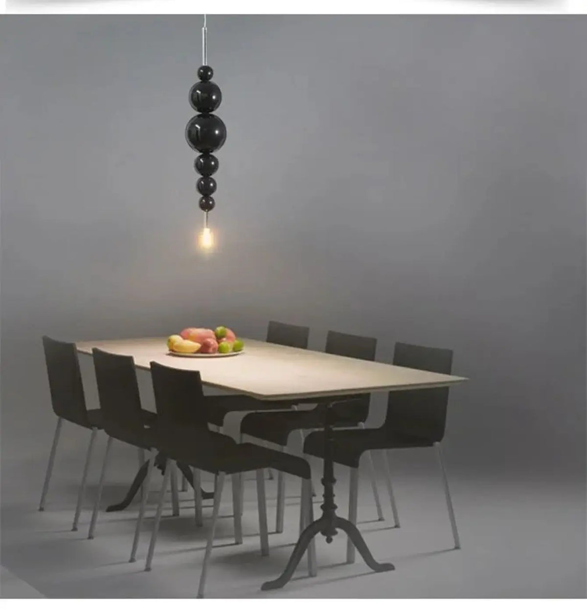 Suspension lustre noir à boules, design moderne, six tailles