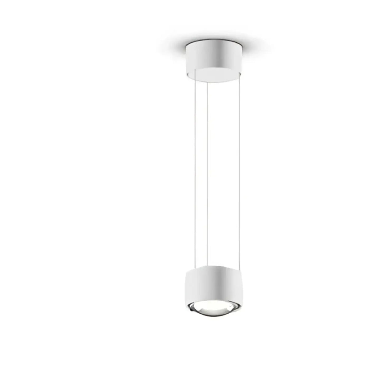 Suspension cylindre en laiton à lentille de verre, quatre coloris, blanc