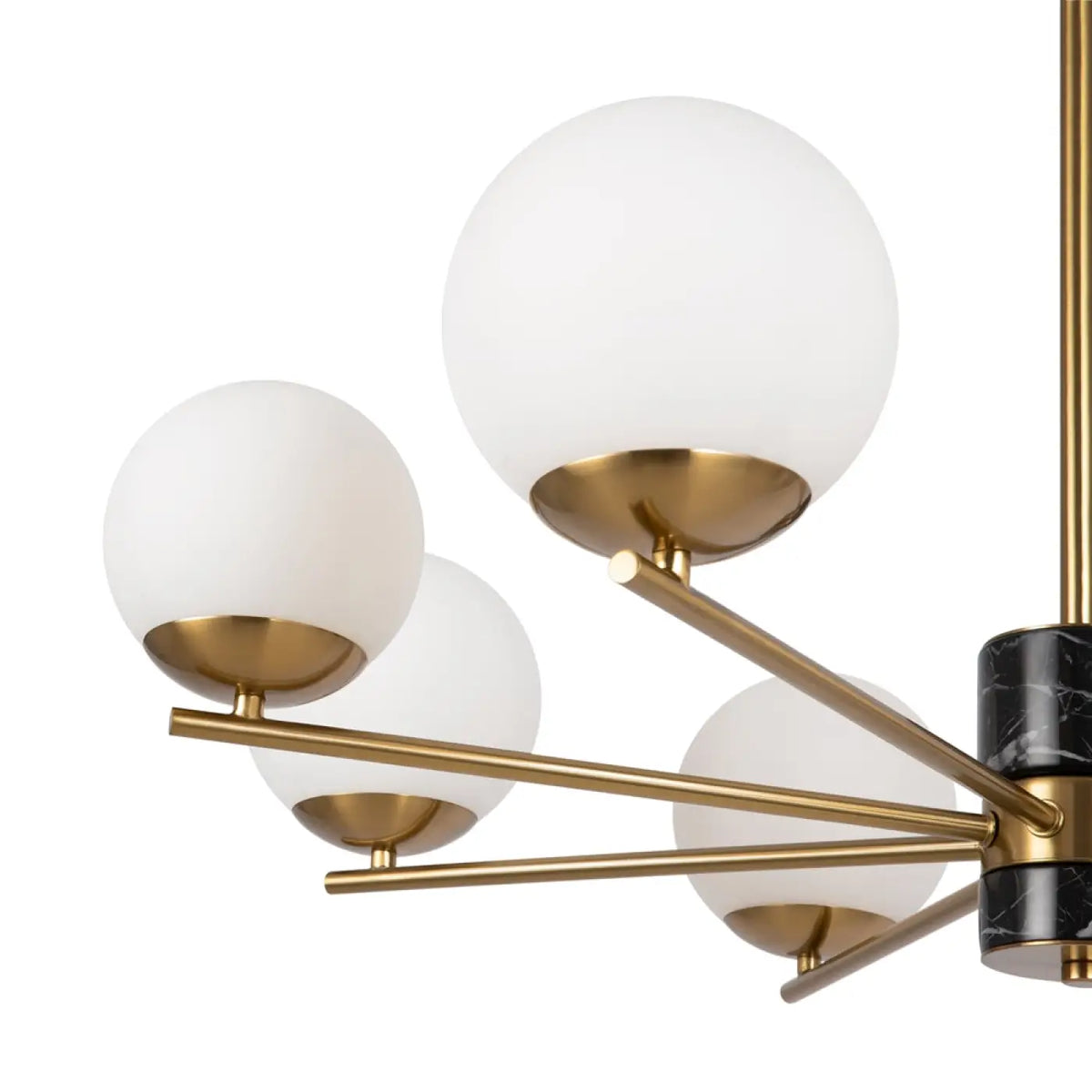 Lustre à globes en verre sur structure dorée, 6 ou 8 feux