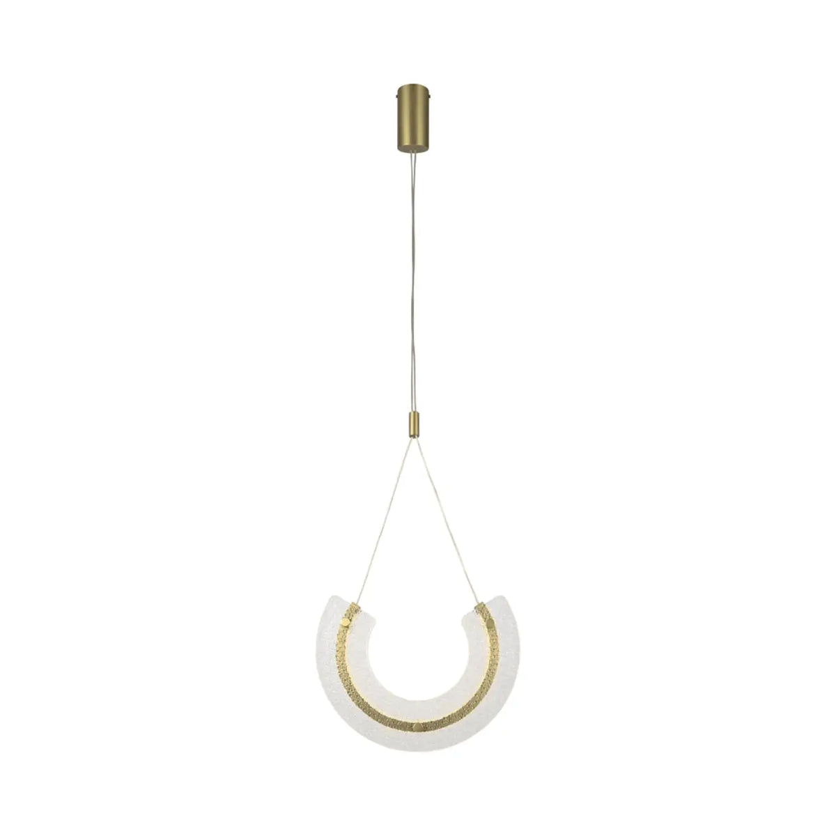 Suspension LED en verre plié sur monture dorée, 32 cm