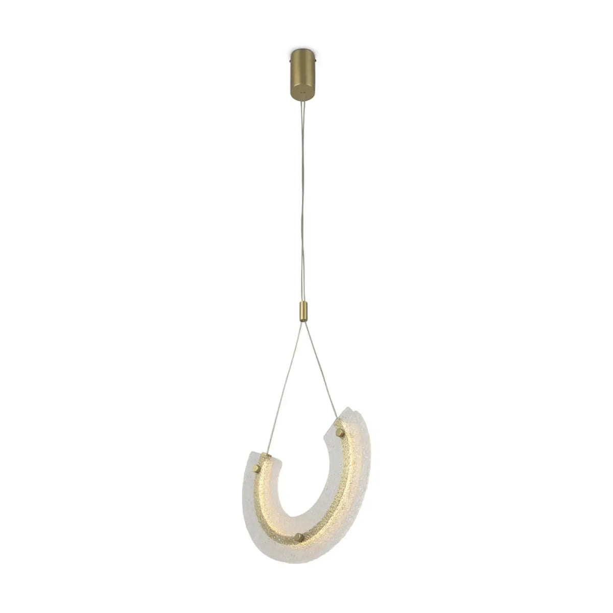 Suspension LED en verre plié sur monture dorée, 32 cm