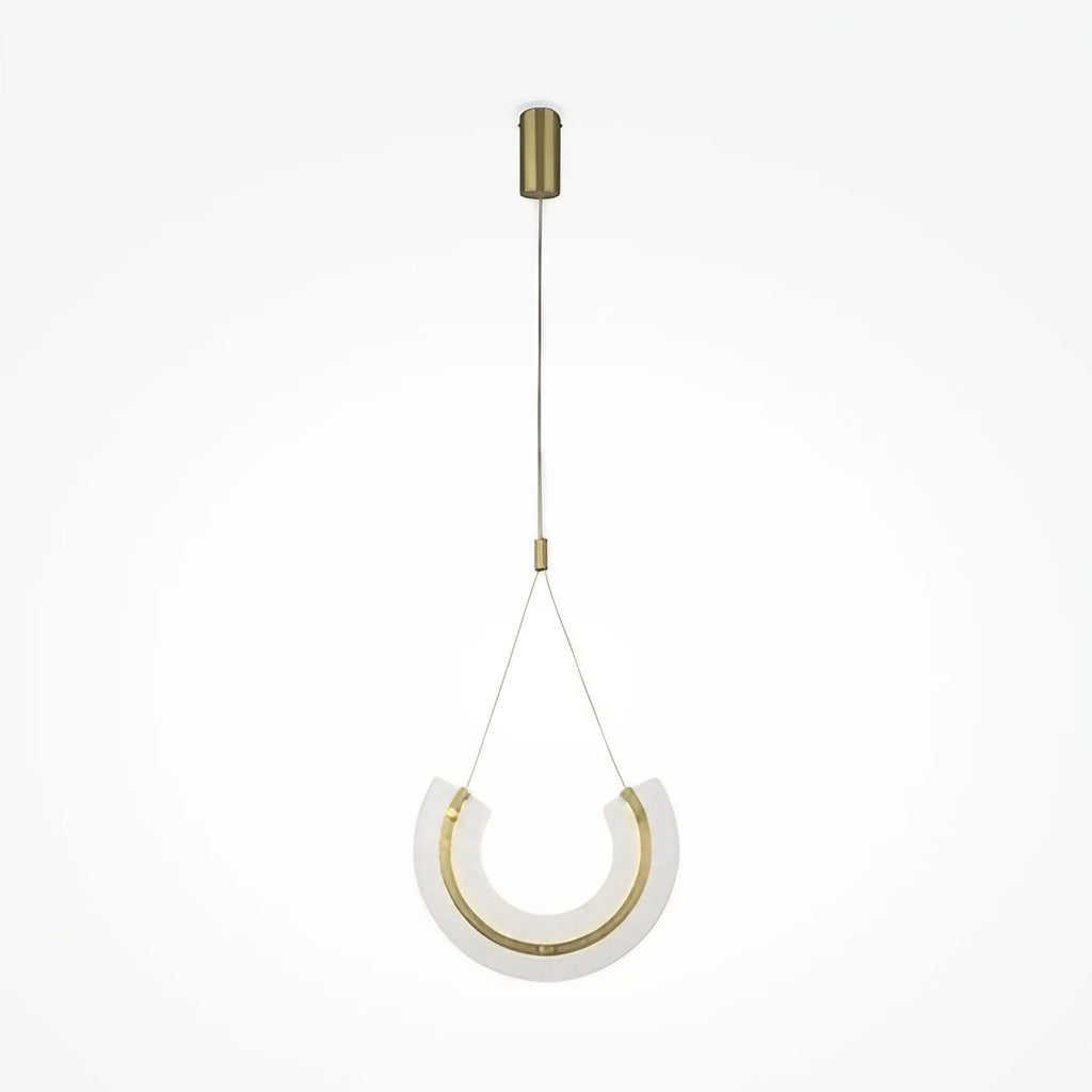 Suspension LED en verre plié sur monture dorée, 32 cm