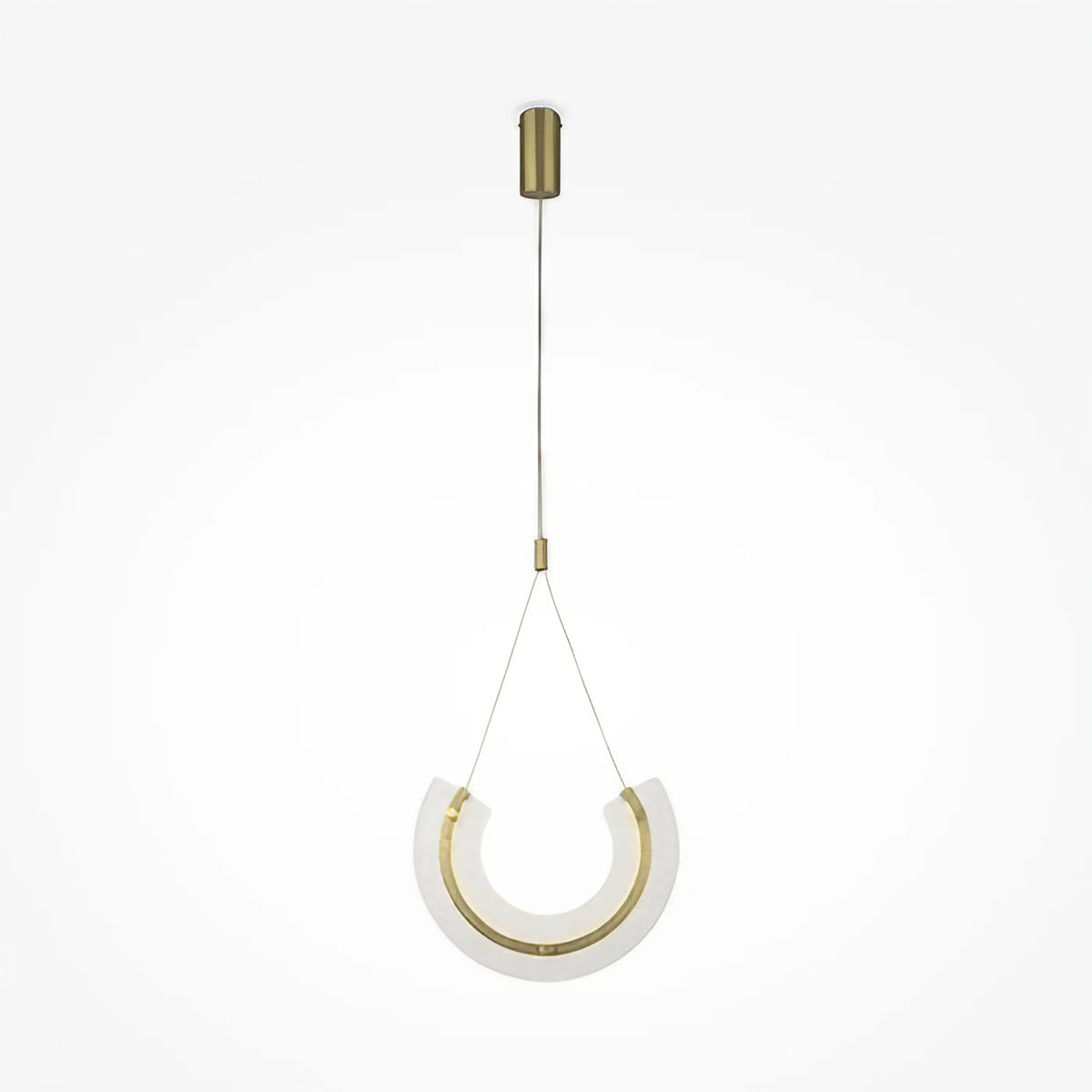 Suspension LED en verre plié sur monture dorée, 32 cm