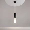 Petite suspension tube en verre et acier, culot E14, noir