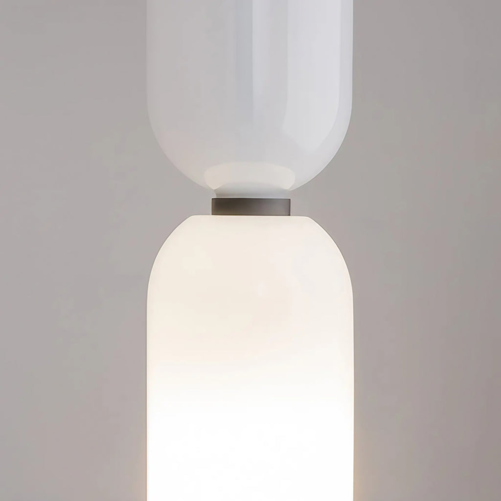 Petite suspension tube en verre et acier, culot E14