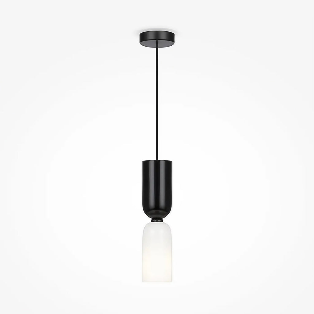 Petite suspension tube en verre et acier, culot E14