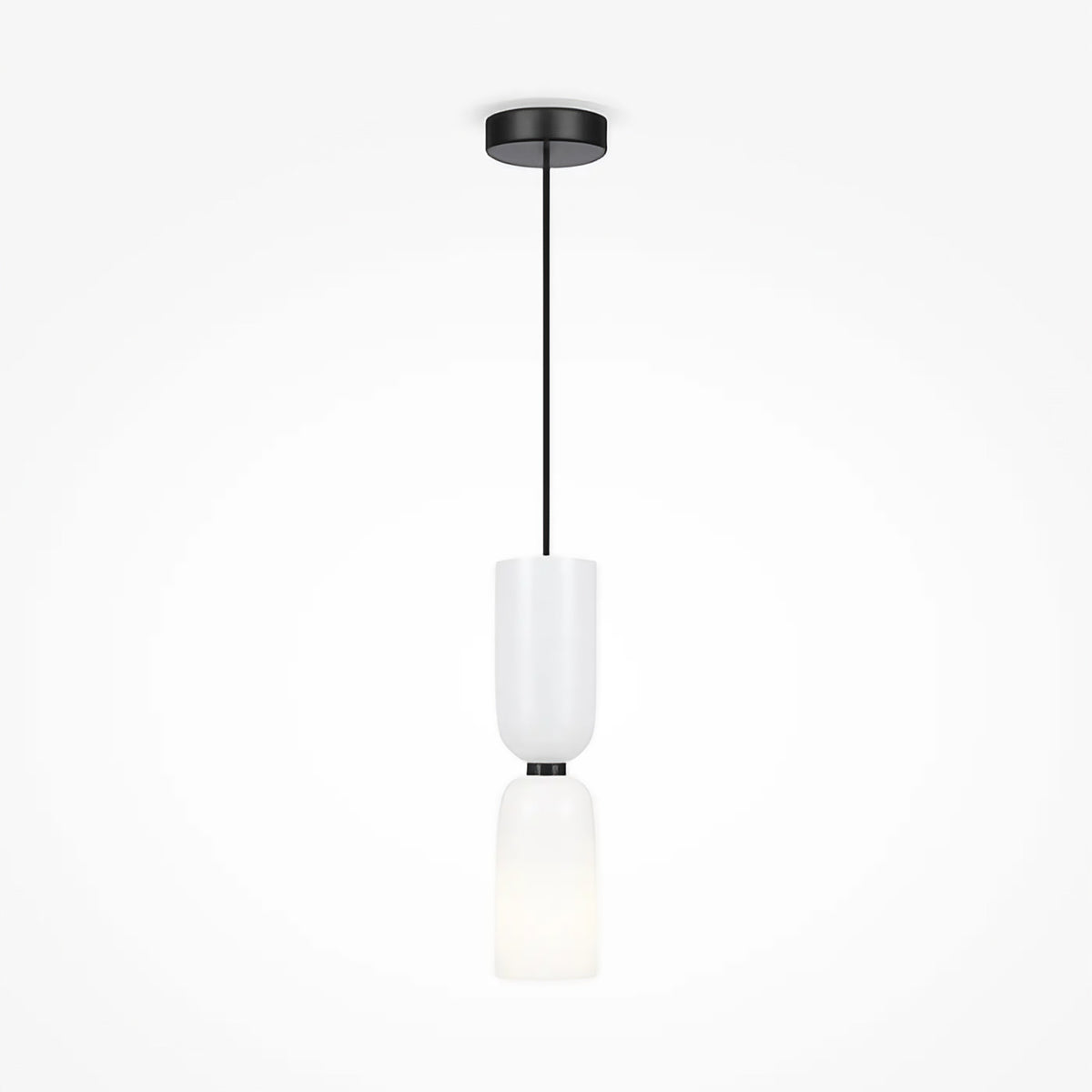 Petite suspension tube en verre et acier, culot E14