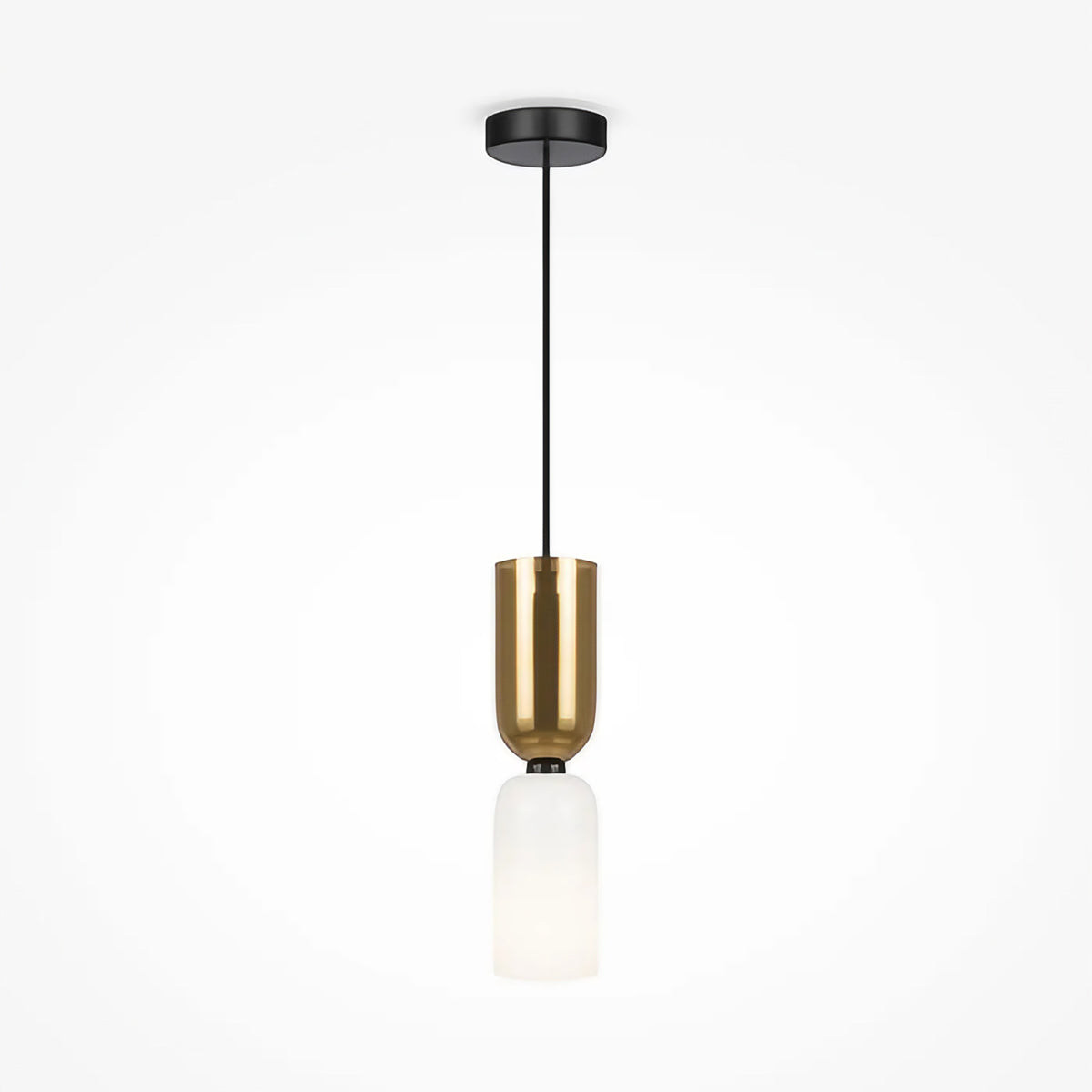 Petite suspension tube en verre et acier, culot E14