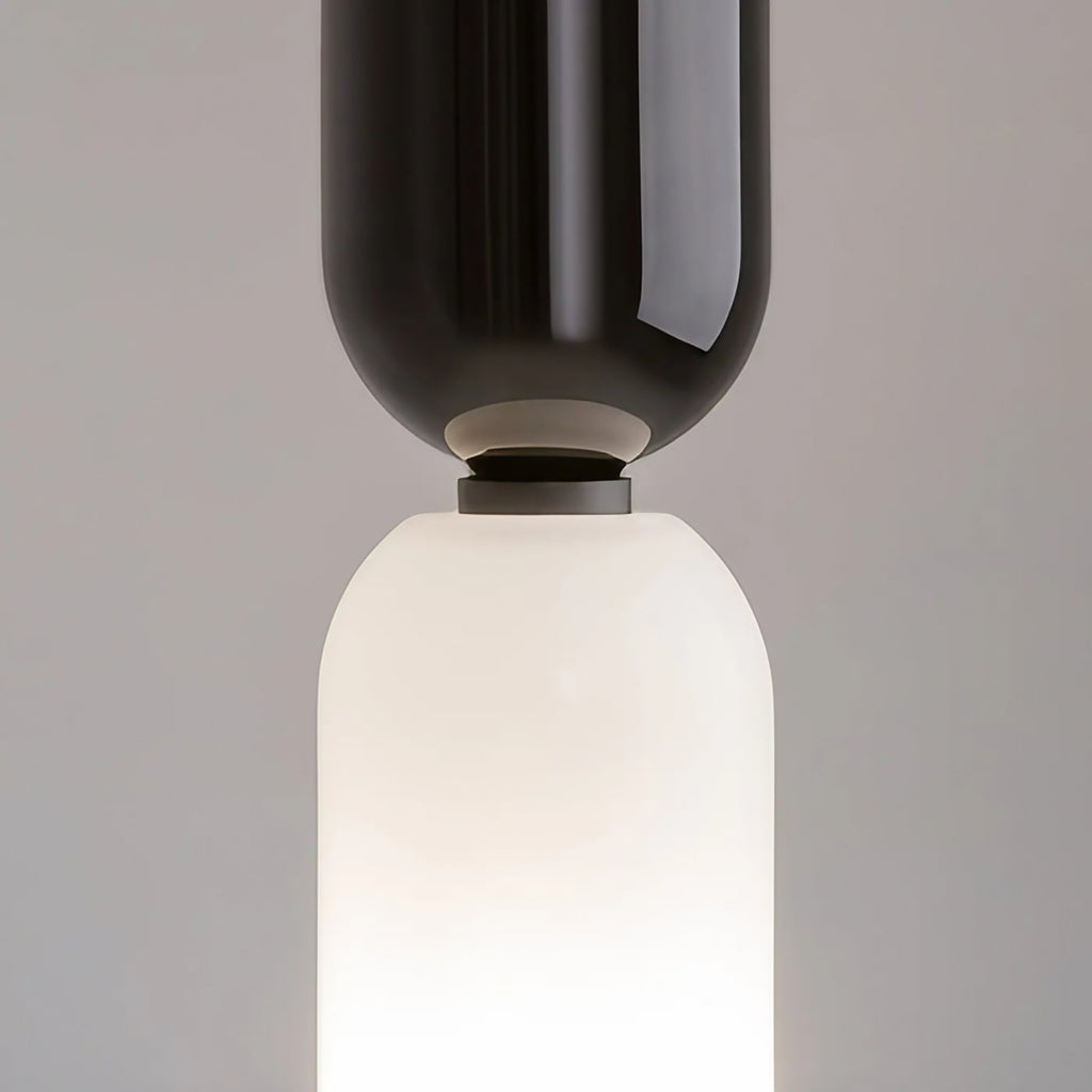 Petite suspension tube en verre et acier, culot E14
