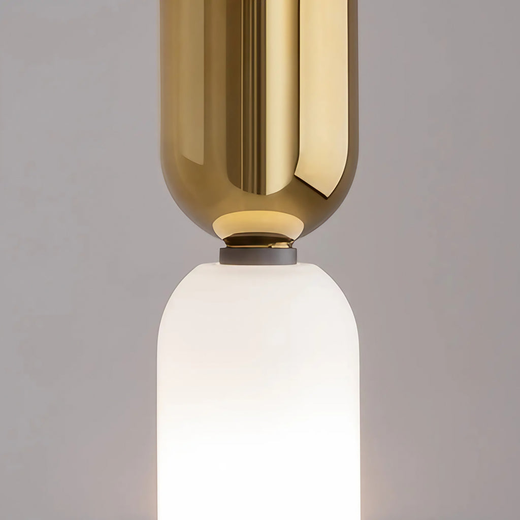 Petite suspension tube en verre et acier, culot E14