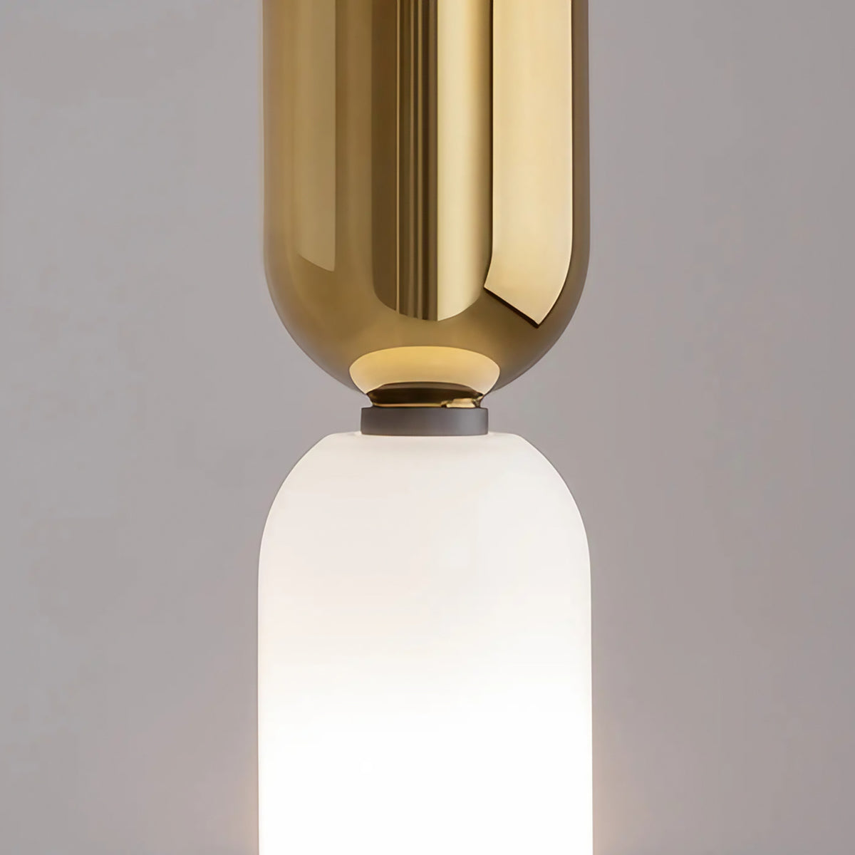 Petite suspension tube en verre et acier, culot E14