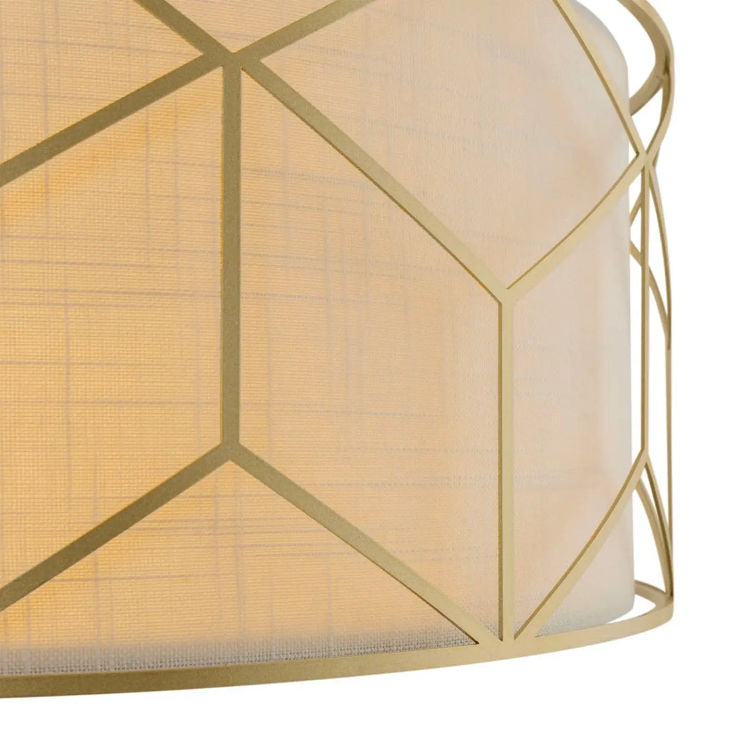 Suspension tambour en tissu sur monture dorée, 45 cm