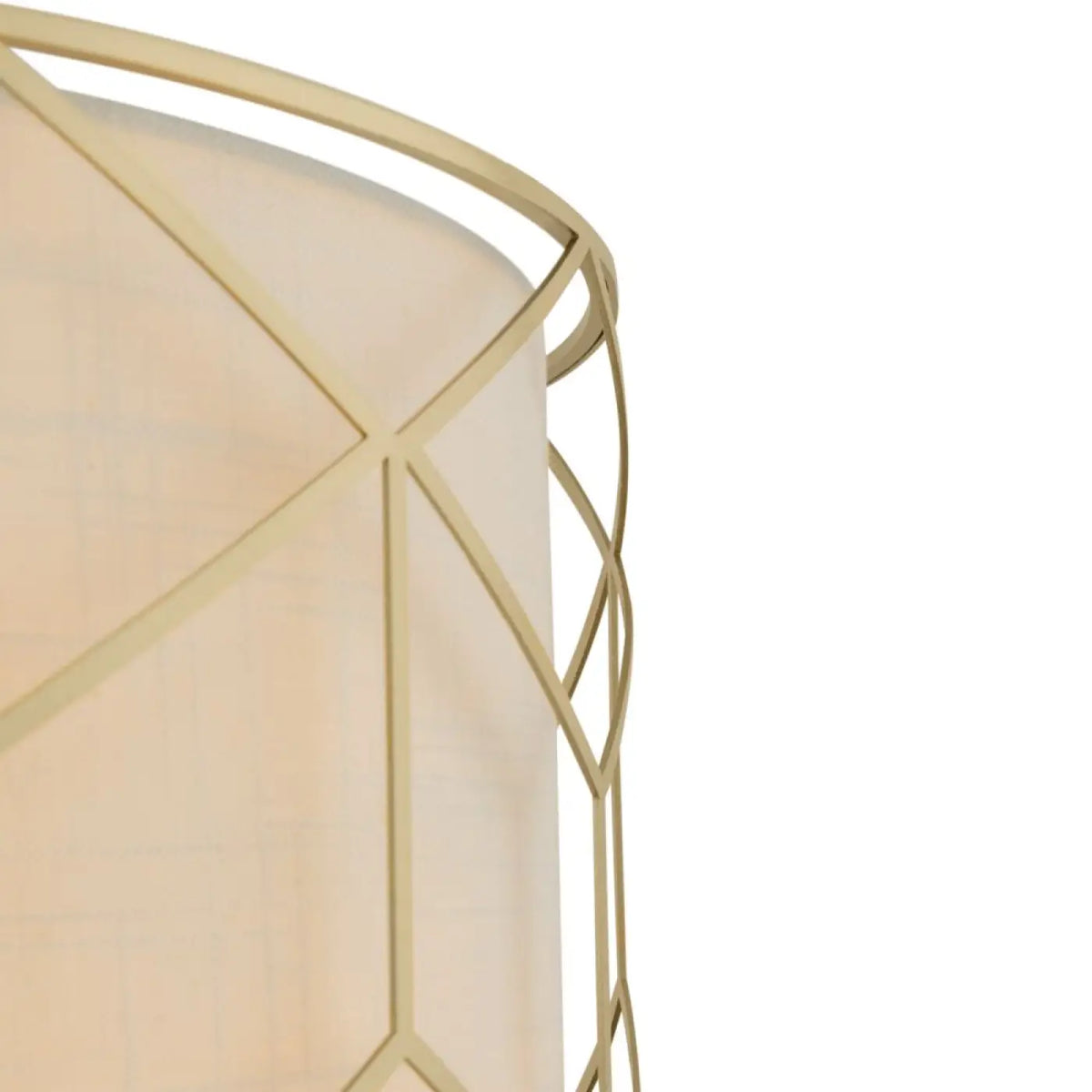 Suspension tambour en tissu sur monture dorée, 45 cm