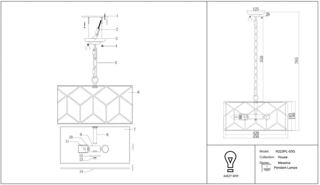 Suspension tambour en tissu sur monture dorée, 45 cm