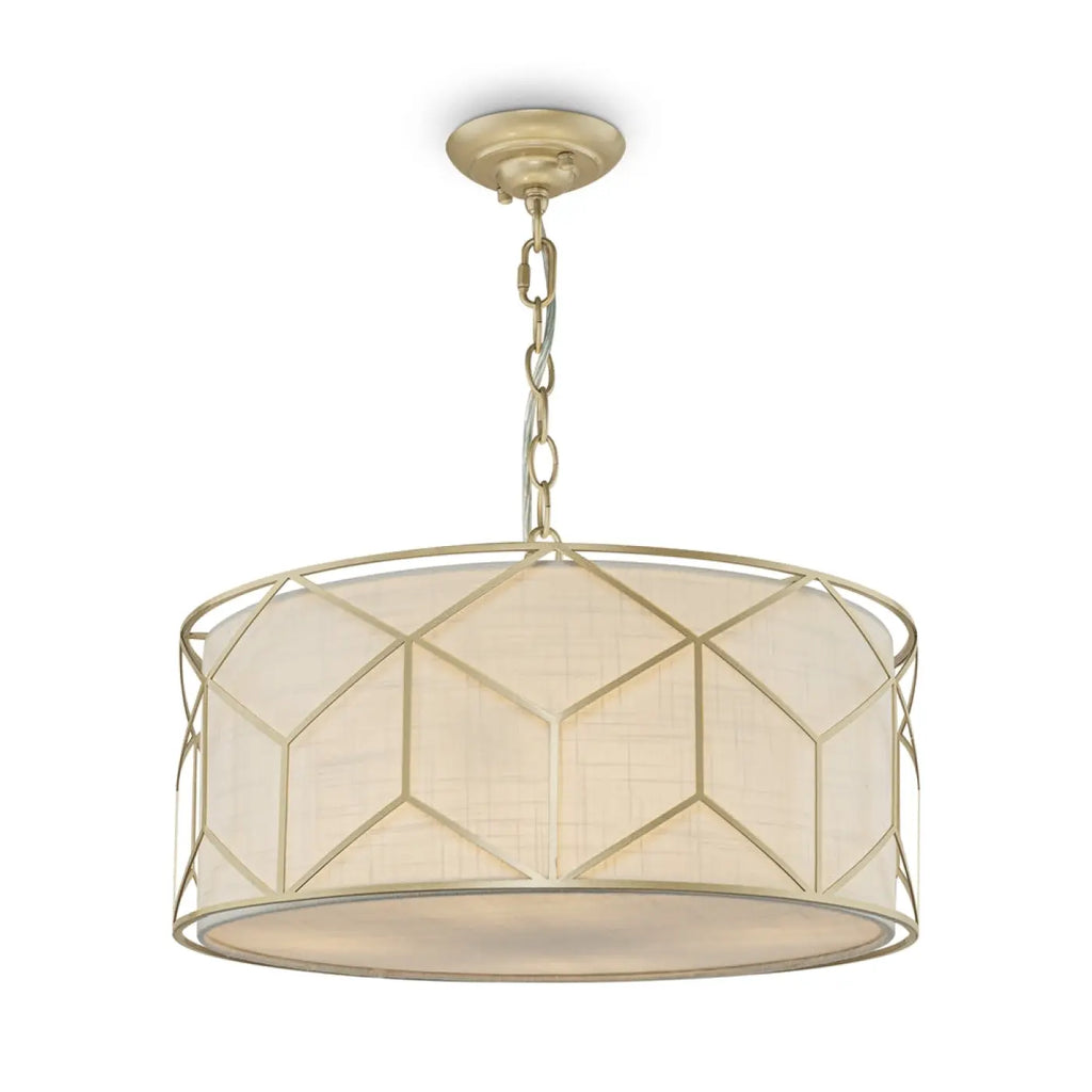 Suspension tambour en tissu sur monture dorée, 45 cm