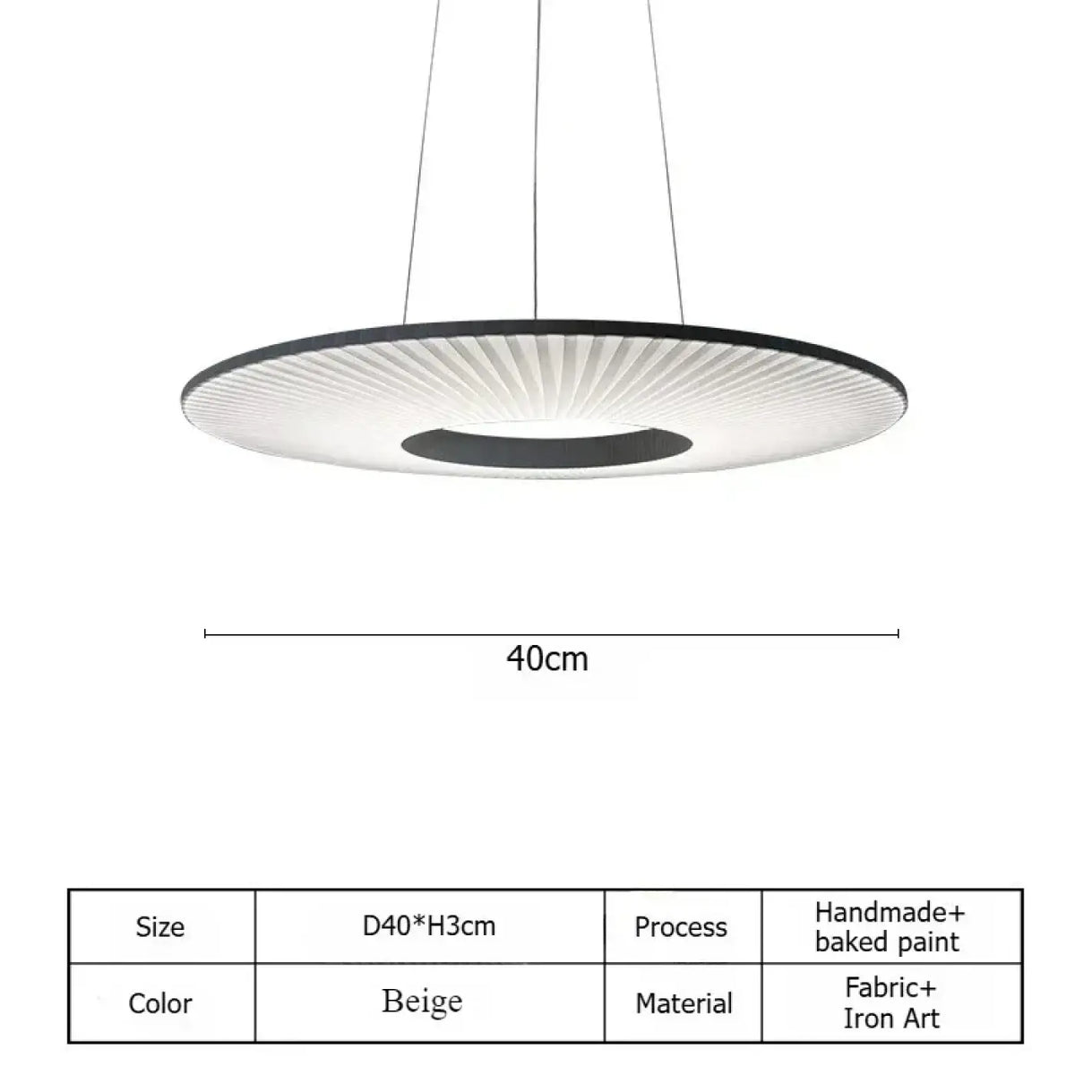 Suspension minimaliste beige sur structure en fer, S, M ou L
