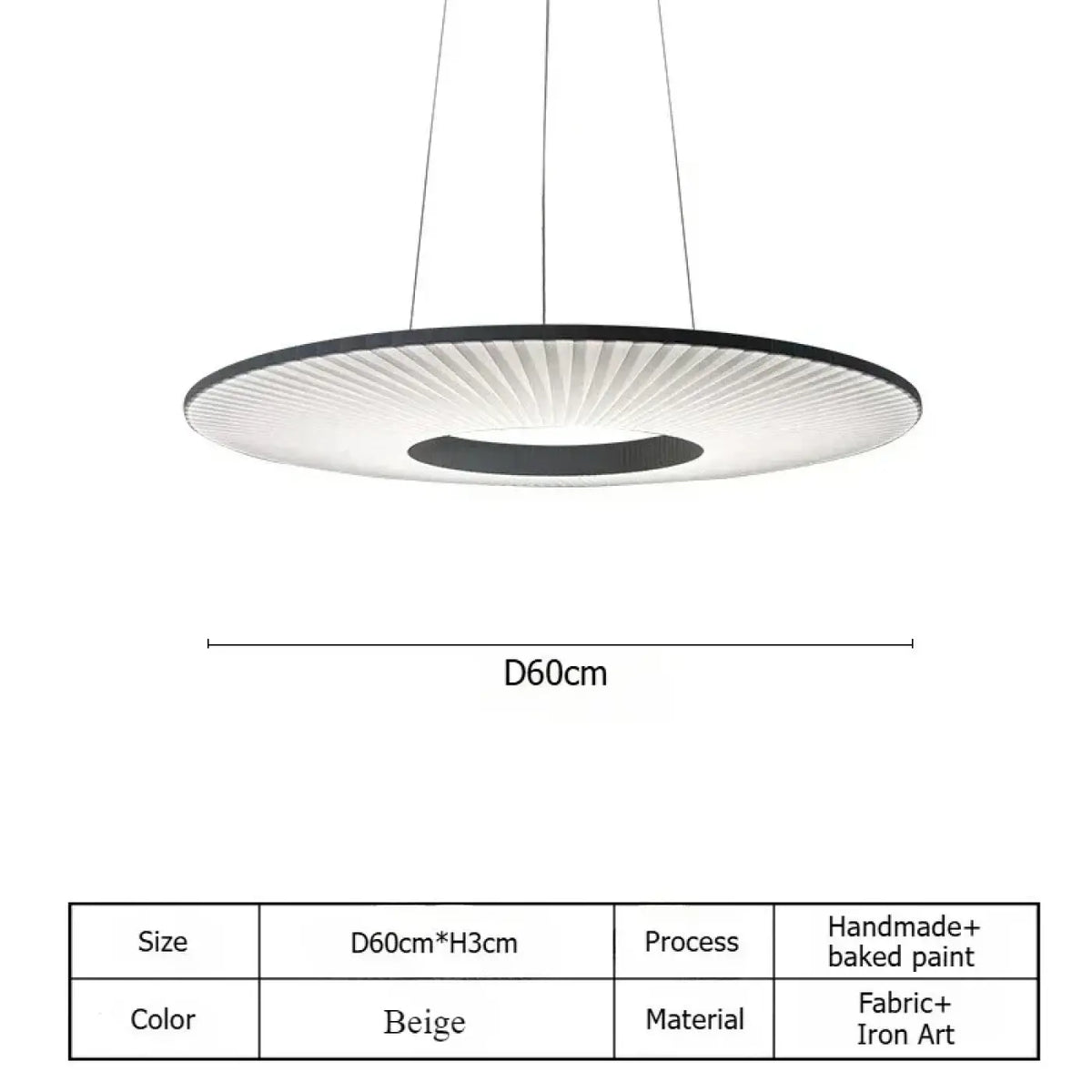 Suspension minimaliste beige sur structure en fer, S, M ou L
