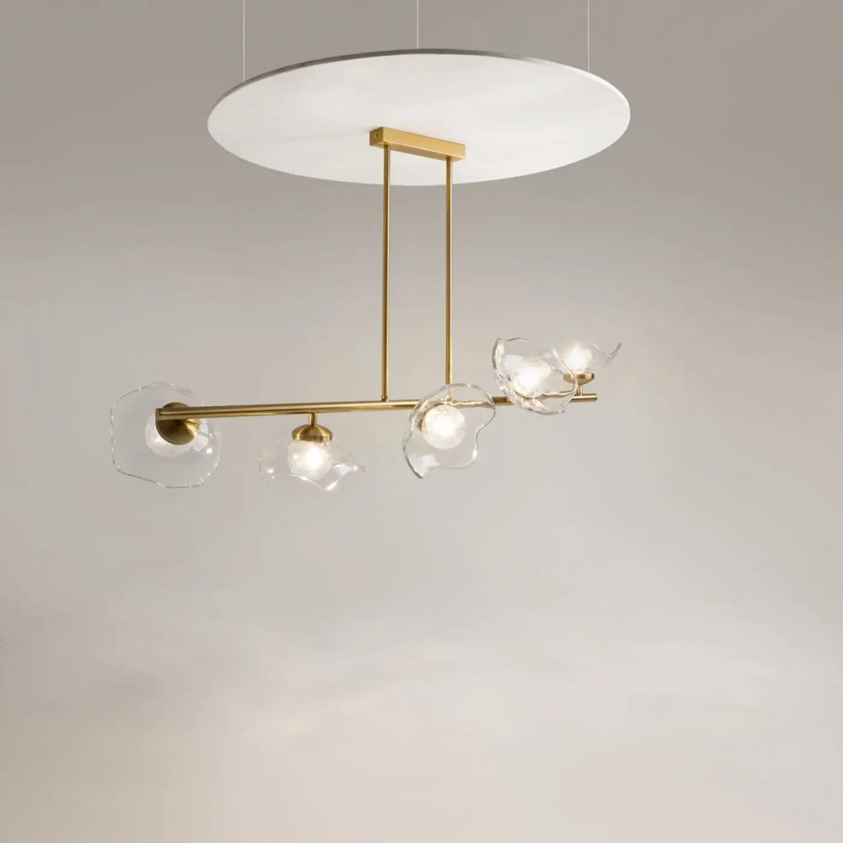 Suspension barre dorée à cinq diffuseurs, 110 cm, culots G9
