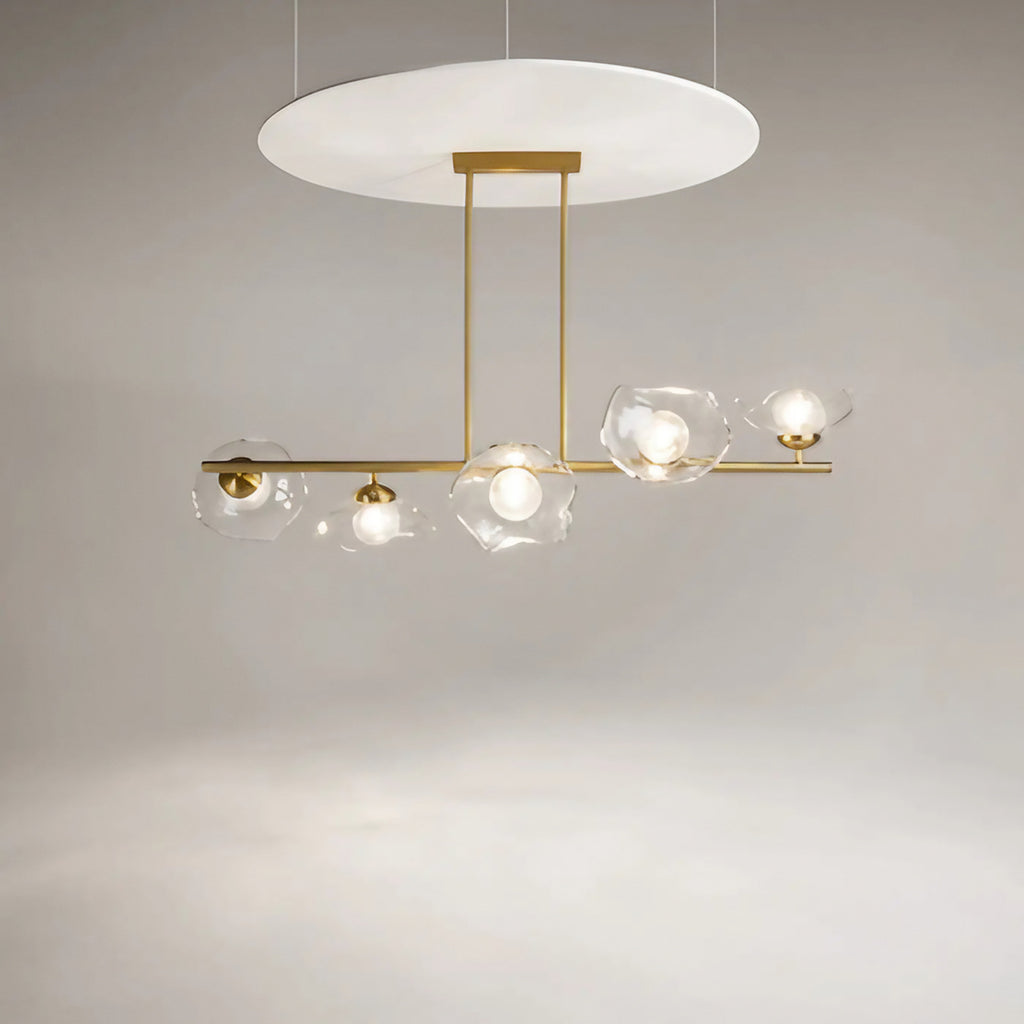 Suspension barre dorée à cinq diffuseurs, 110 cm, culots G9