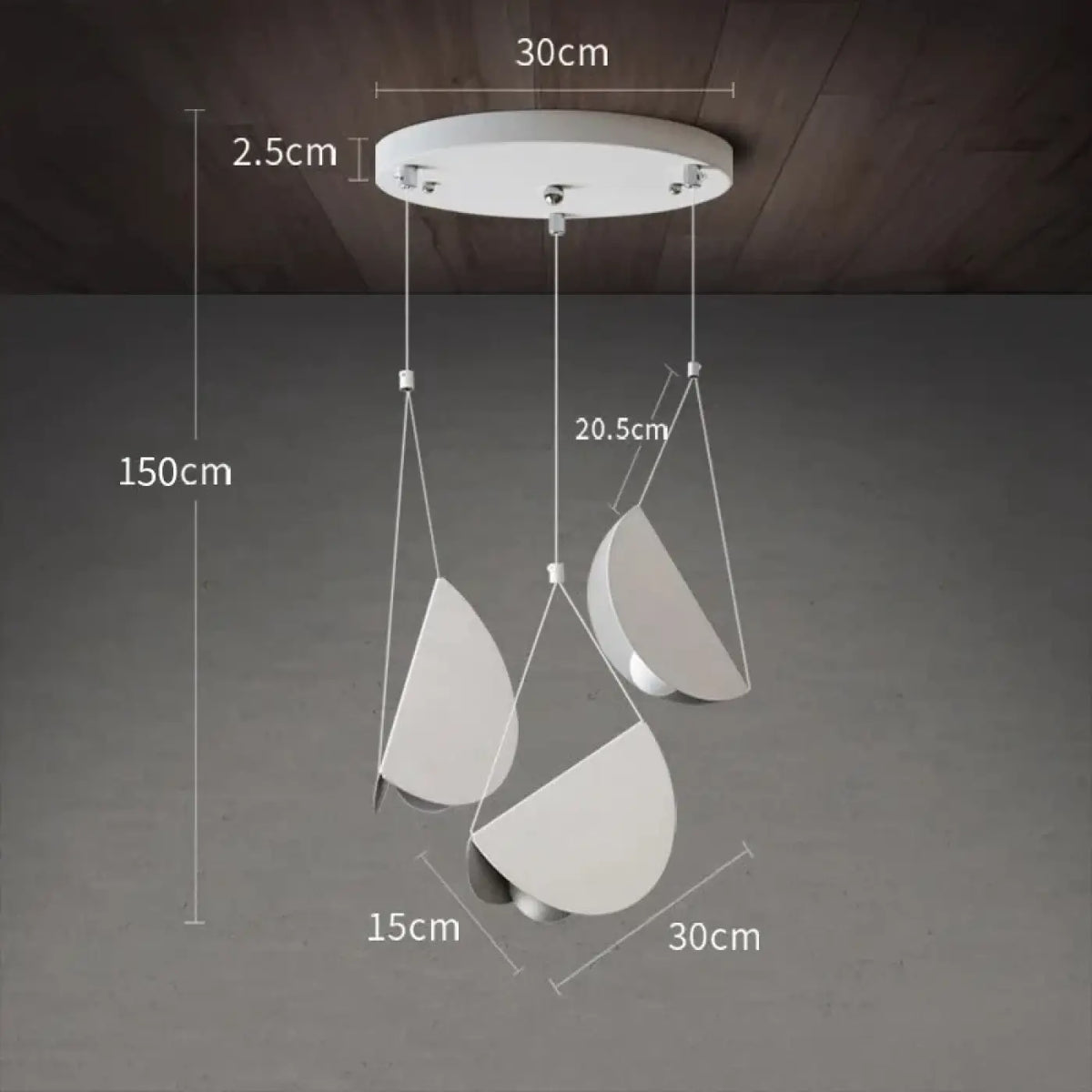 Suspension origami blanche aux plis lumineux, tailles S, M, L