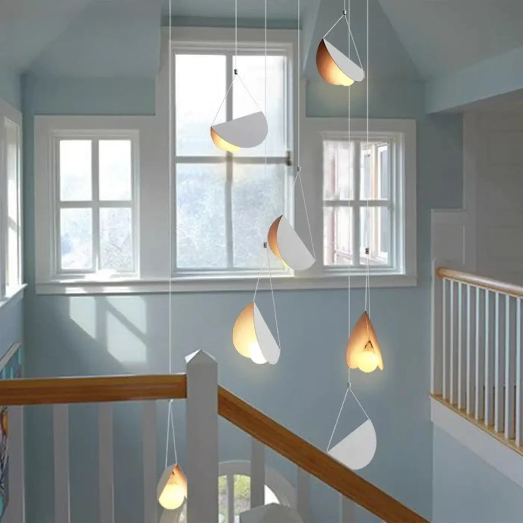 Suspension origami blanche aux plis lumineux, tailles S, M, L
