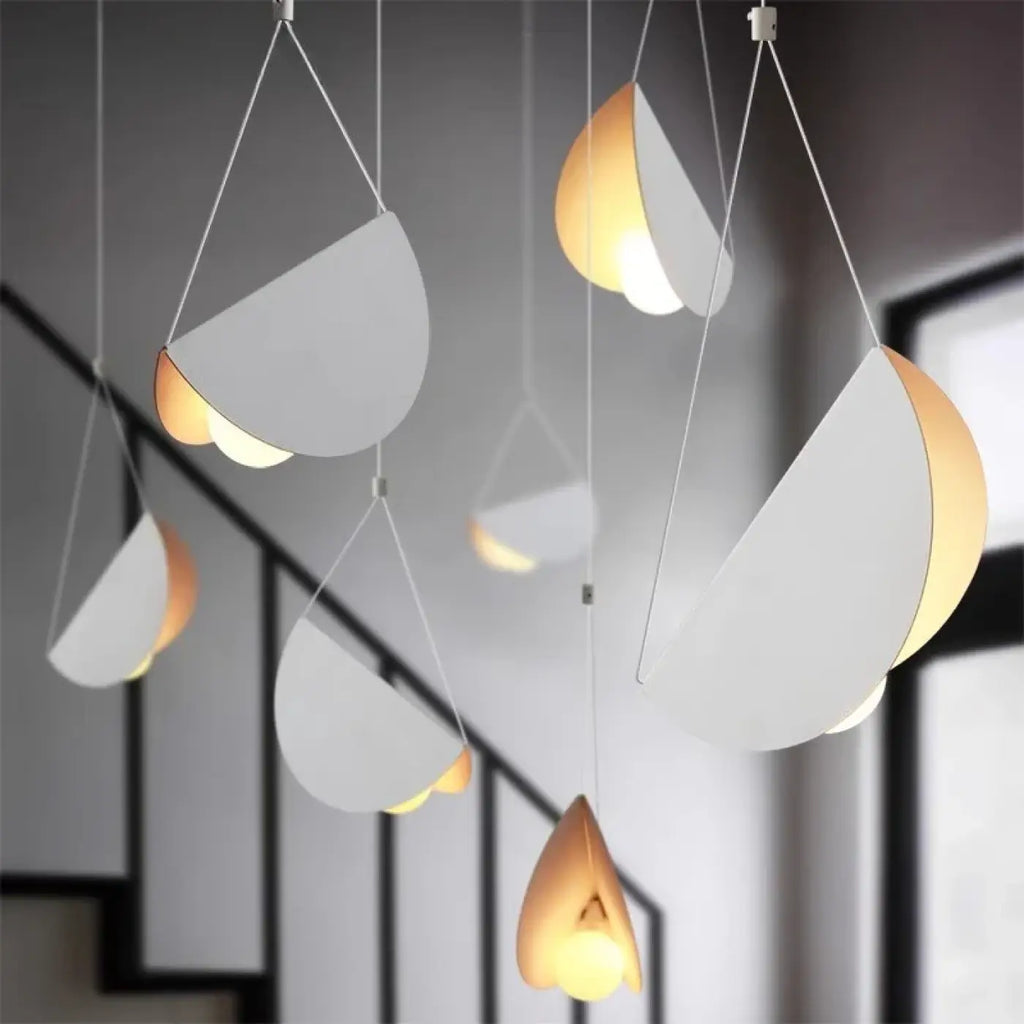 Suspension origami blanche aux plis lumineux, tailles S, M, L
