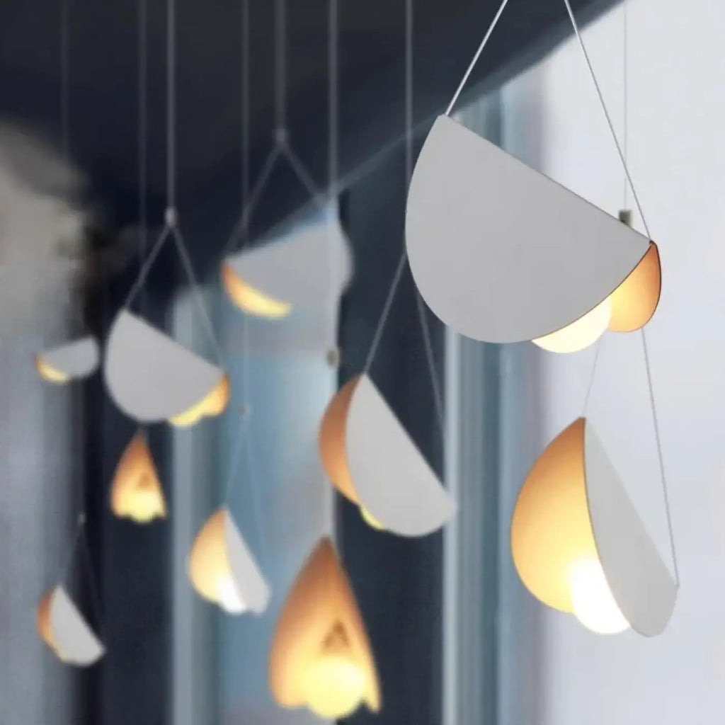 Suspension origami blanche aux plis lumineux, tailles S, M, L