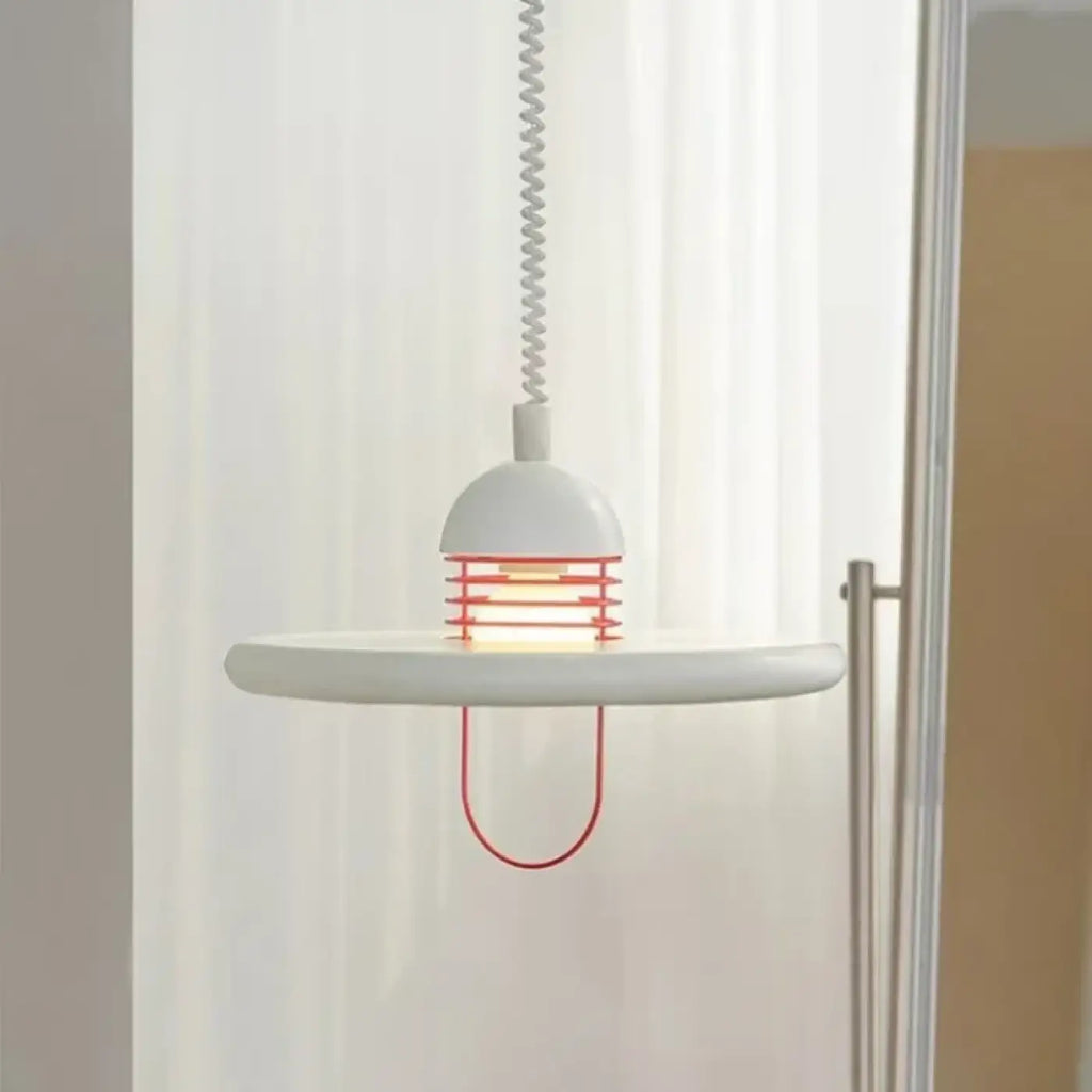 Suspension disque rouge et blanc au design épuré