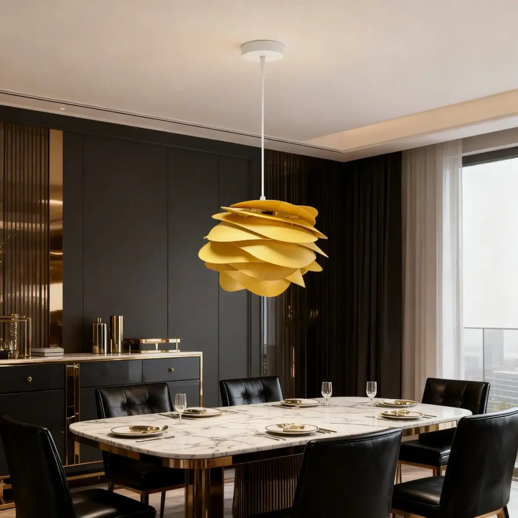 Suspension en bois en forme de fleur, style naturel