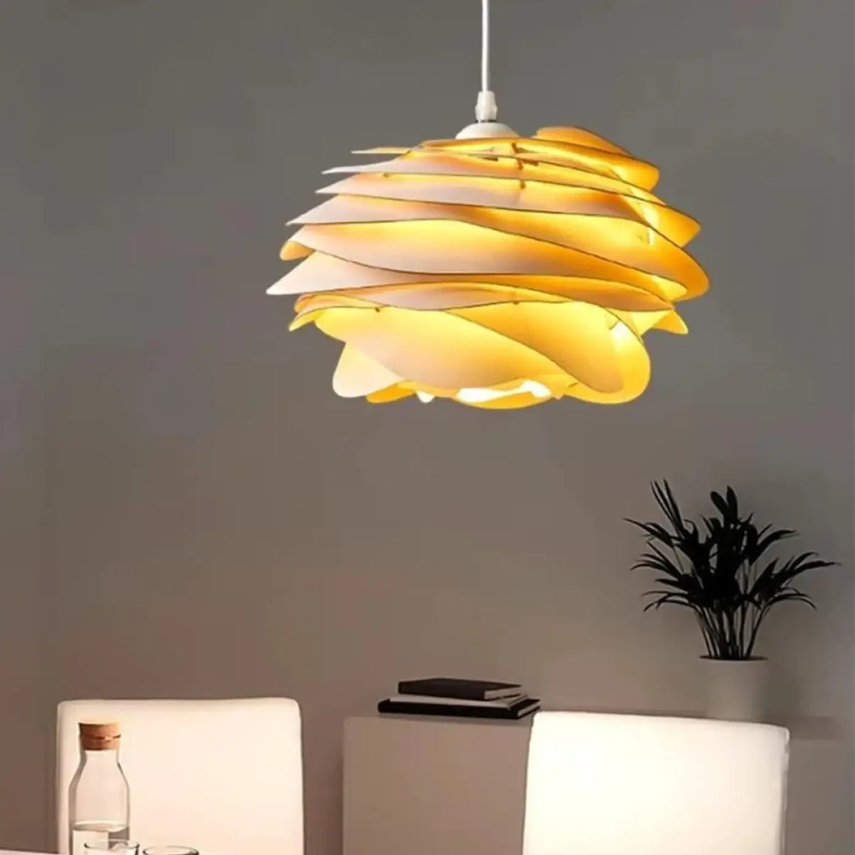Suspension en bois en forme de fleur, style naturel