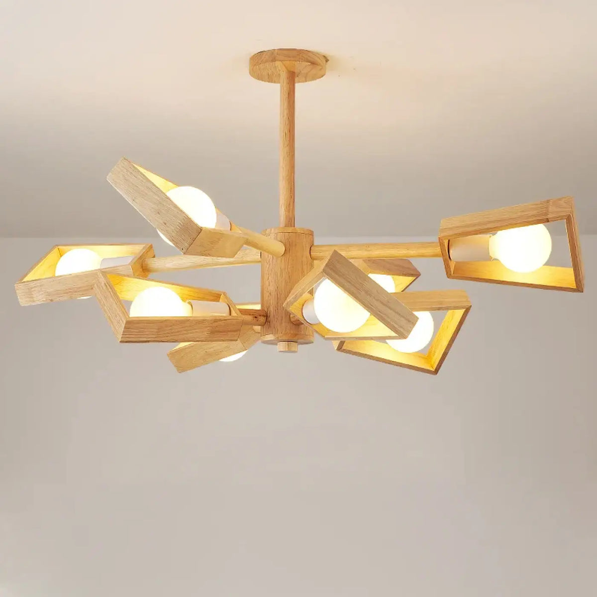 Suspension en bois naturel aux formes géométriques, tailles S à XL