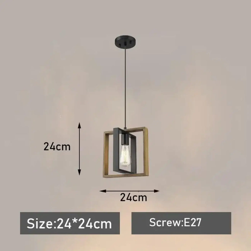 Suspension carrée en bois noir, style industriel, S ou M