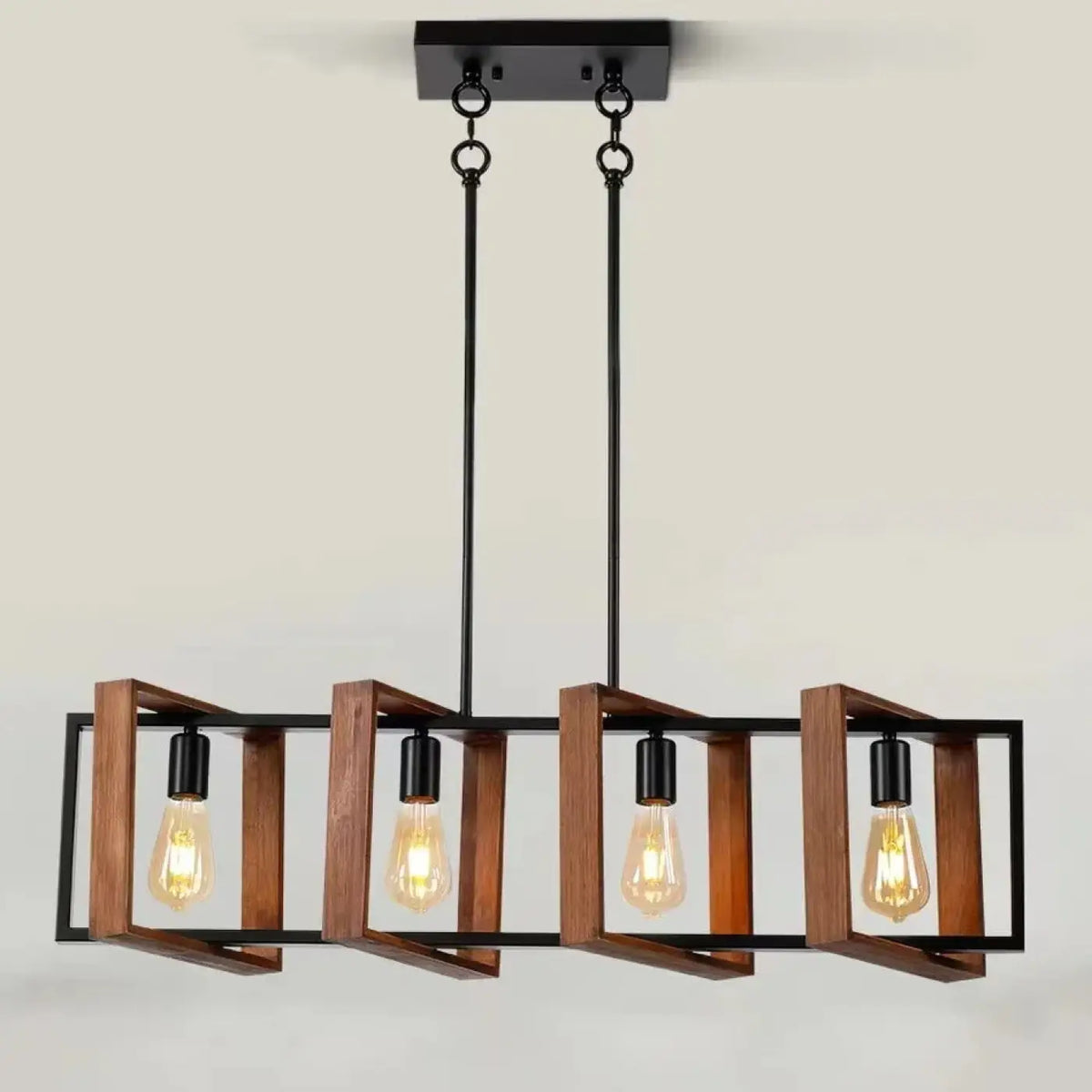 Suspension carrée en bois noir, style industriel, S ou M